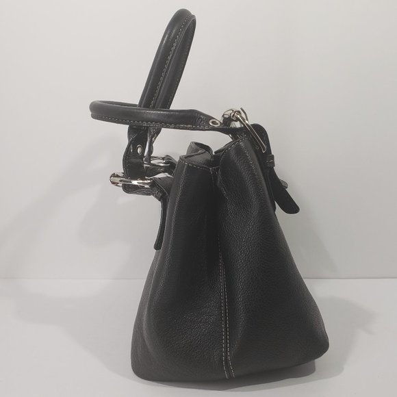 Tignanello Black Leather Bag with Adjustable Silver-toned Buckles and Hardware - Picture 4 of 12